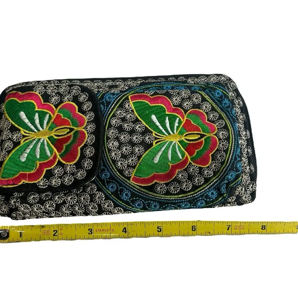 Embroidered Floral Crossbody Wallet With Strap boho festival hippie Purse
